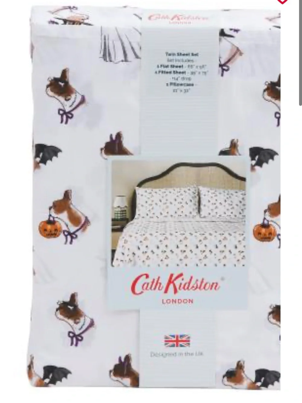 CATH KIDSTON NWT spooky dogs 100% cotton Halloween sheet set -full
